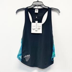 Femme Royale Womens Medium Racerback Tank Top Black & Blue NWT